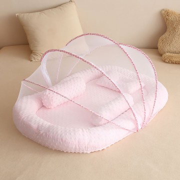 Pop Up Portable Bed With Pillow + Bolster W/Mosquito Net (2 Colour Option)