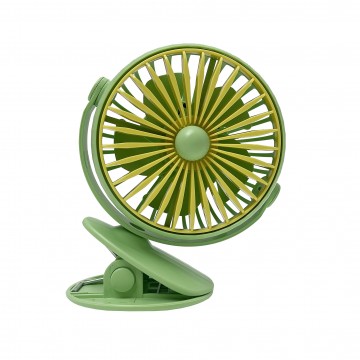 Mini 360° Portable Clip On Fan W/Light (Rechargeable) - Green/Yellow