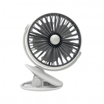 Mini 360° Portable Clip On Fan W/Light (Rechargeable) - White/Grey