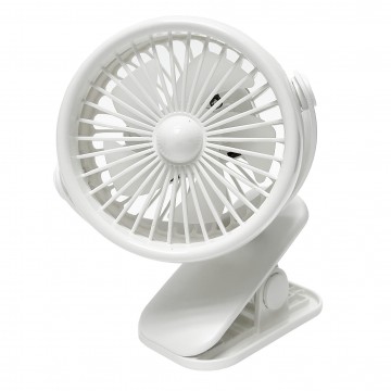 Mini 360° Portable Clip On Fan W/Light (Rechargeable) - White