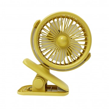 Mini 360° Portable Clip On Fan W/Light (Rechargeable) - Yellow