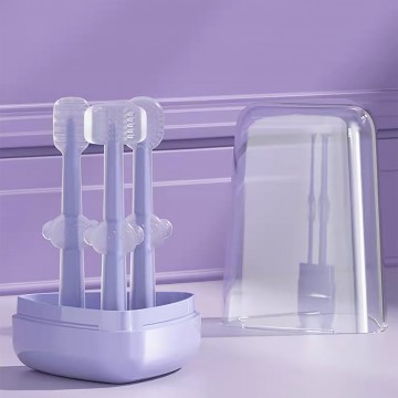 3-Stage Silicone Toothbrush For Baby Teeth/Gums Hygiene - Purple