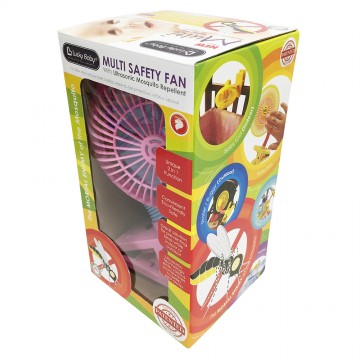 Mini Safety Net Fan W/Ultrasonic Mosquito Repellent - Pink