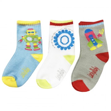 First Soks™ 3 Pairs Tot Socks - Robot