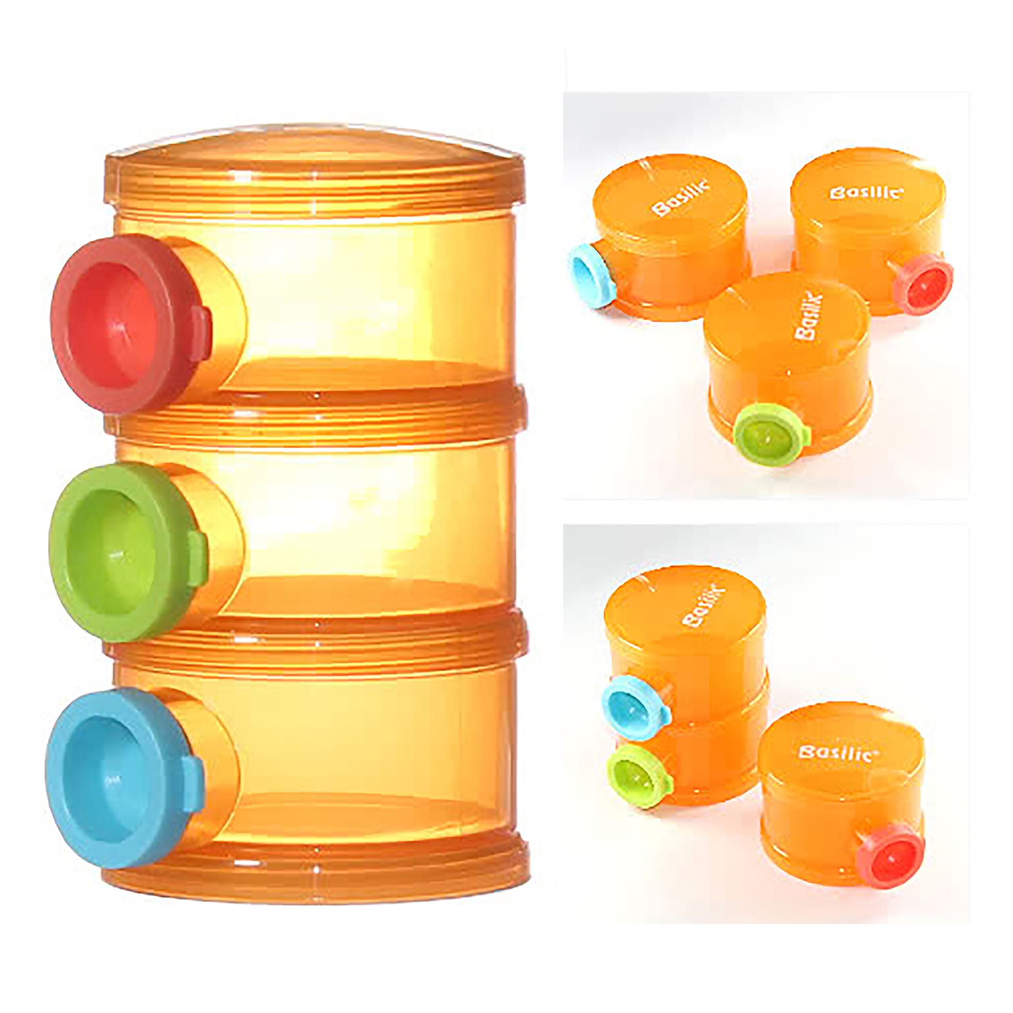 [D1037] Milk Powder Stacker W/3 Cover - Yellow - Lucky Baby