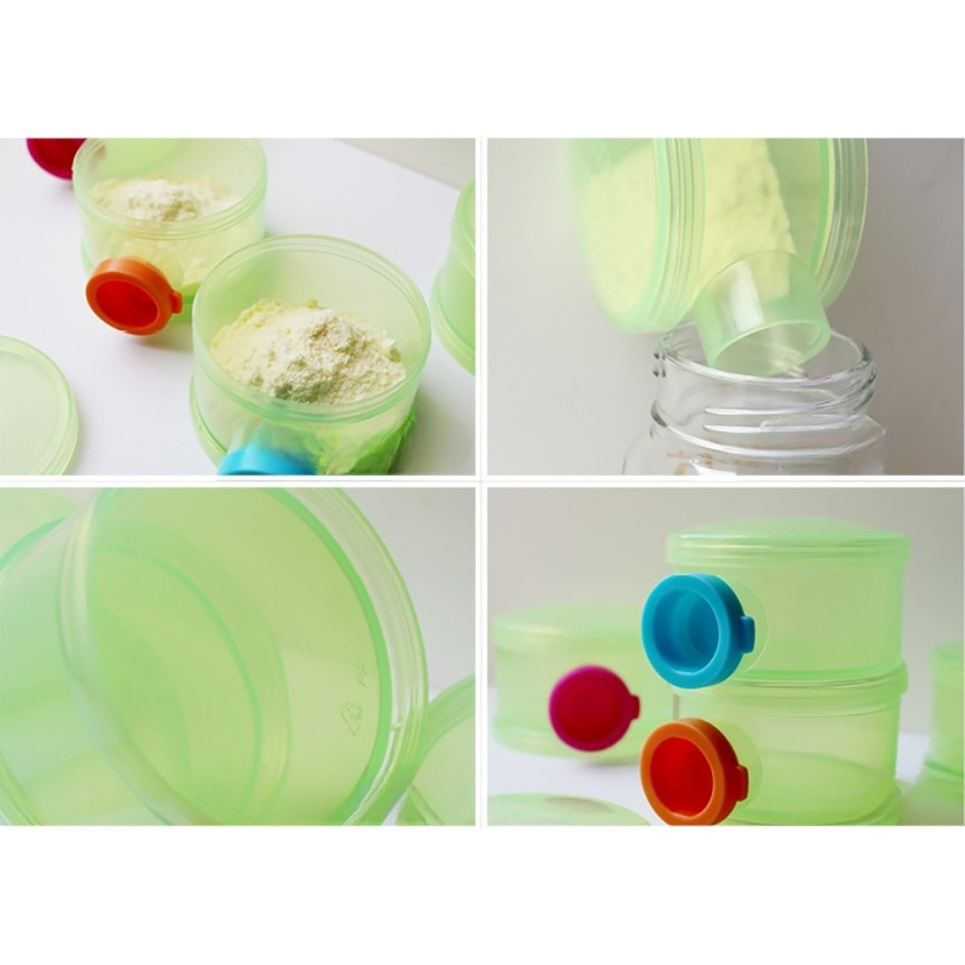 [D1037] Milk Powder Stacker W/3 Cover - Yellow - Lucky Baby